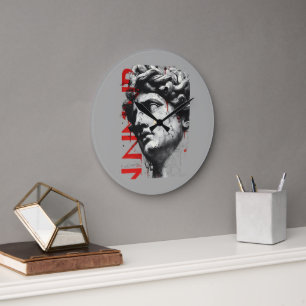 Edgy David Bust Modern Street Art Large Clock