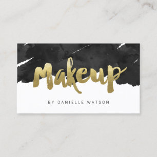Edgy Faux Gold Foil Makeup Artist Business Card