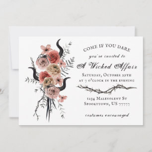 Edgy Floral Boho Wicked Affair Halloween Invitation