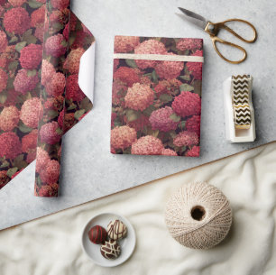 Edgy Floral Hydrangea Print Wrapping Paper