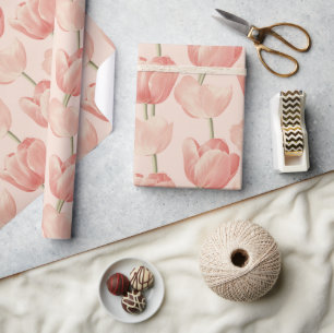 Edgy Floral Tulip Print Wrapping Paper