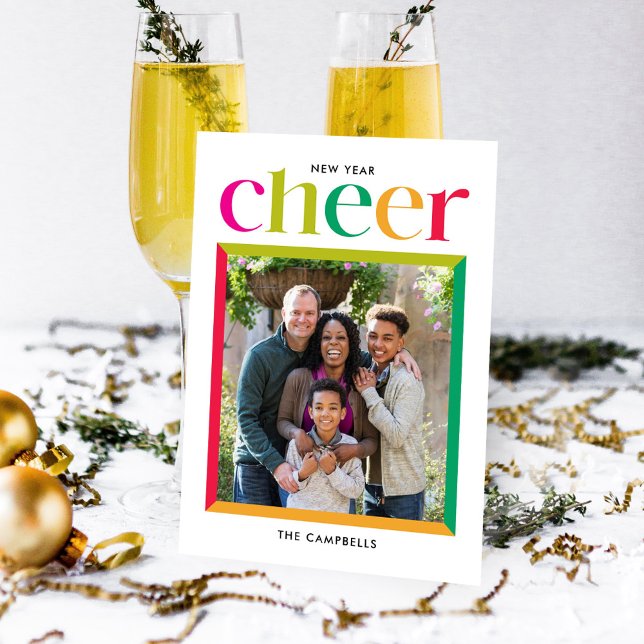 Edgy Frame Happy New Year Holiday Photo Card (Creator Uploaded)