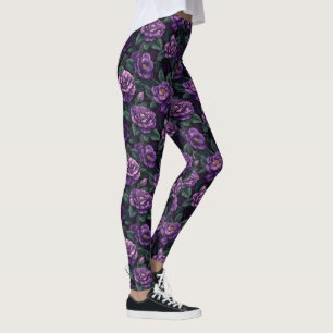 Edgy Gardenias Flower Cardio Athletic Leggings