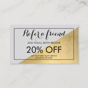 Edgy Geometric Faux Gold Foil and Grey Referral Card