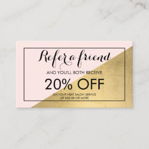 Edgy Geometric Faux Gold Foil and Pink Referral Card