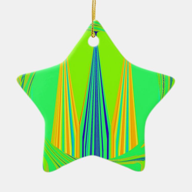 Edgy Geometrical Neon Design Ceramic Tree Decoration (Front)