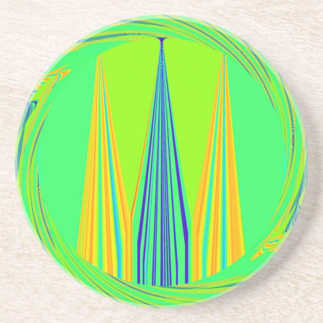 Edgy Geometrical Neon Design Coaster (Front)