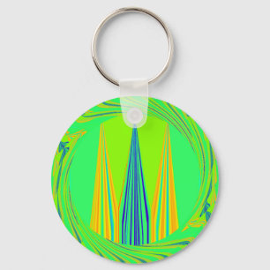Edgy Geometrical Neon Design Key Ring