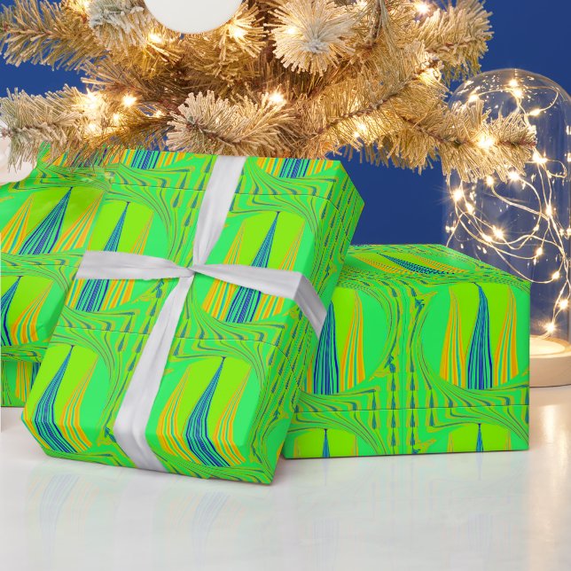 Edgy Geometrical Neon Design Wrapping Paper (Holidays)