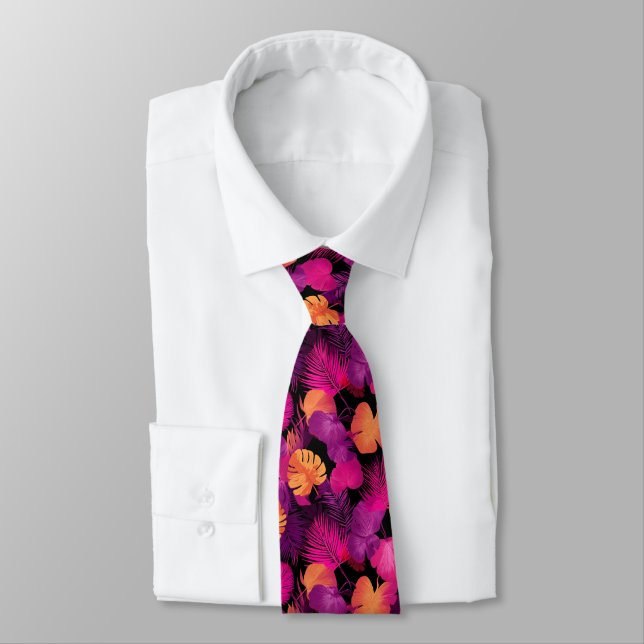 Edgy Gifts For Dad Tropical Flower	This patterned  Tie (Tied)