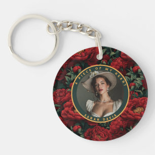 Edgy Gifts For Women Floral Peonies Key Ring