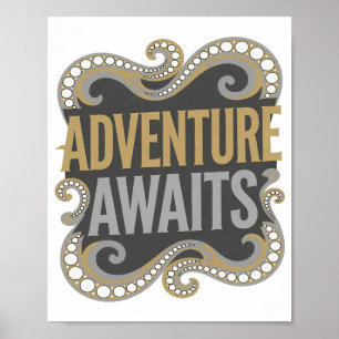 Edgy Gold ADVENTURE AWAITS Custom Design Poster