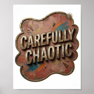 Edgy Gold CAREFULLY CHAOTIC 3D Text Art Poster