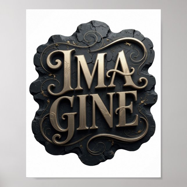 Edgy Gold IMAGINE Text Design Poster (Front)