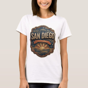 Edgy Gold SAN DIEGO Artistic Motif T-Shirt