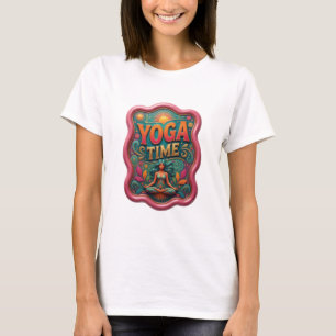 Edgy Gold YOGA TIME Text Design T-Shirt