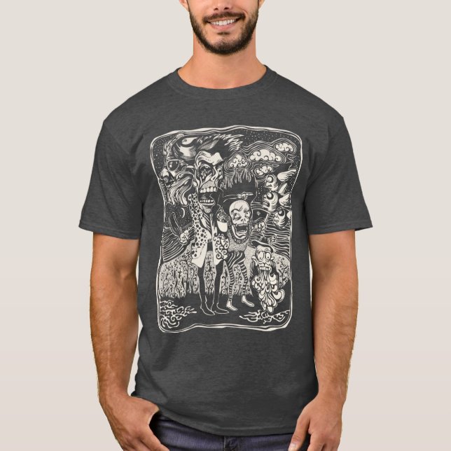 Edgy Gothic Cartoon Horror Dark Art Grunge family T-Shirt (Front)