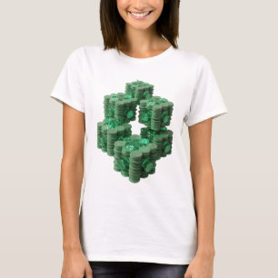 Edgy Green GREEN COINS Artistic Motif T-Shirt