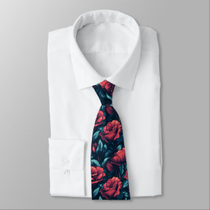 Edgy Groomsmen Rose Floral Tie