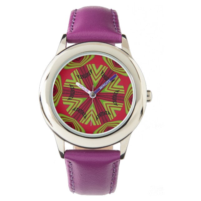 Edgy Kaleidoscope Lovely Blend of Purple Watch (Front)