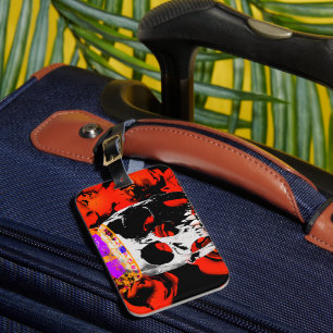 Edgy King Skull Crown n' Roses Luggage Tag