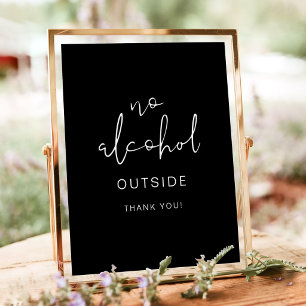 Edgy Modern Minimalist Black No Alcohol Outside Poster