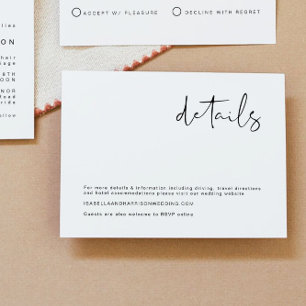 Edgy Modern Minimalist Wedding Details Enclosure Invitation