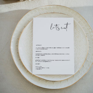Edgy Modern Minimalist Wedding Menu Card