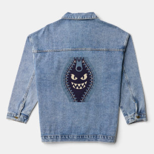 Edgy Monster Zipper Graphic Streetwear Denim Jacket