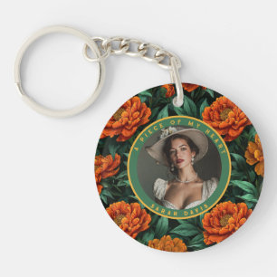 Edgy Mothers Day Gift For Mum Photo Peonies Key Ring