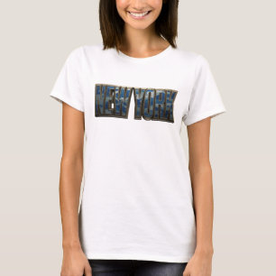 Edgy Navy NEW YORK Text Design T-Shirt