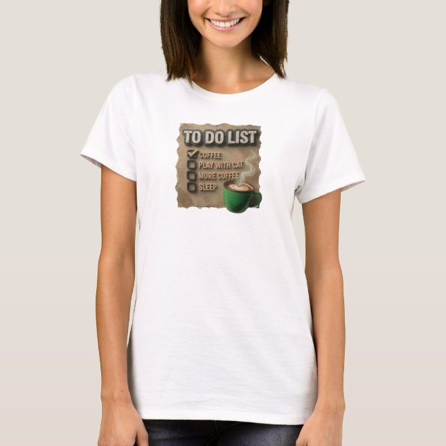 Edgy Orange COFFEE PLAY WITH CAT Trendy Tee (Front)