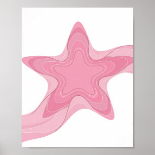 Edgy Pink PINK STAR Artistic Motif Poster