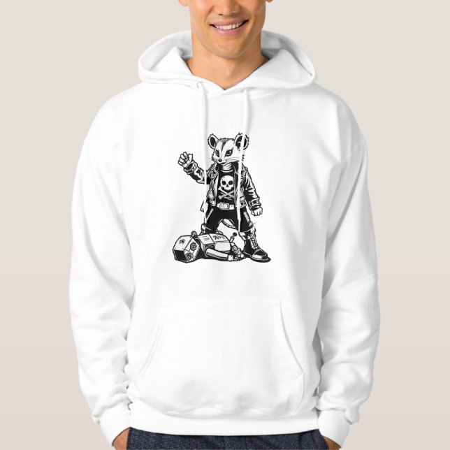 Edgy Punk Rat Rodent Rebellion Alternative Urban  Hoodie (Front)