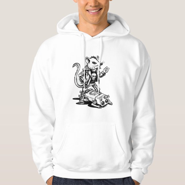 Edgy Punk Rat Rodent Rebellion Alternative Urban  Hoodie (Front)
