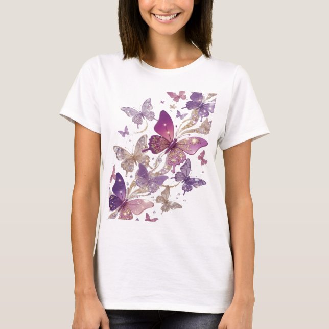 Edgy Purple BUTTERFLIES Graphic Tee (Front)