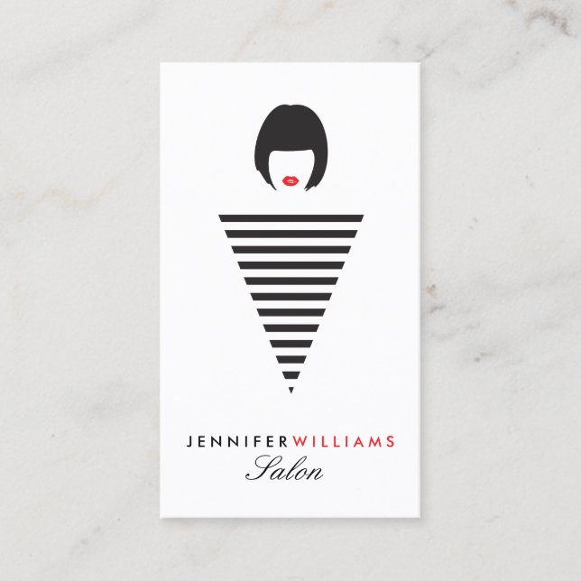 Edgy Retro Mod Hair Stylist, Salon, Beauty Blogger Business Card (Front)