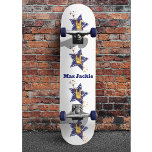 Edgy Rock Star Graffiti Hand Skateboard<br><div class="desc">Born to rock. A cool rock and roll hand sign in yellow and orange with a blue star. This playful, rock-themed design has an edgy vibe. Perfect for the rock music lover. Personalise this design with your own text or even a name to make it more special. This print is...</div>