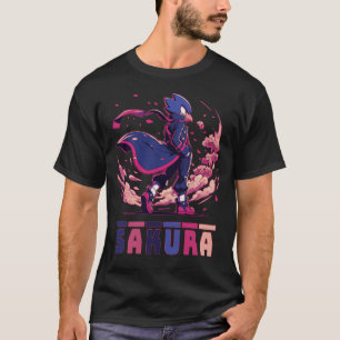 Edgy Sakura Warrior Bird Anime Illustration T-Shirt