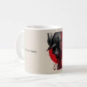 Edgy Samurai Warrior Japanese Ink Red Sun  Coffee Mug