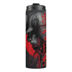 Edgy Samurai Warrior Japanese Ink Red Sun Thermal Tumbler