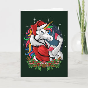 Edgy Santa Unicorn Christmas Holiday Card