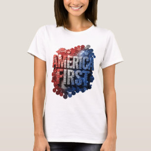 Edgy Silver AMERICA FIRST Quote Design T-Shirt
