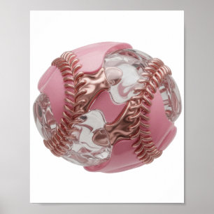 Edgy Silver BASEBALL BALL 3D Text Art Poster