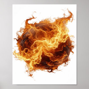 Edgy Silver FIREBALL Graphic Design Poster
