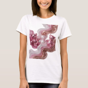 Edgy Silver GLOWING BEARS AND FABRIC WAVE T-Shirt