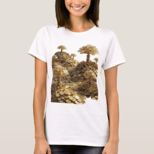 Edgy Silver GOLDEN COIN FOREST Design T-Shirt