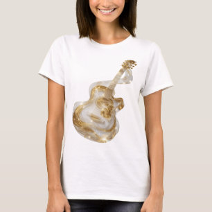 Edgy Silver GOLDEN GUITAR Statement Design T-Shirt
