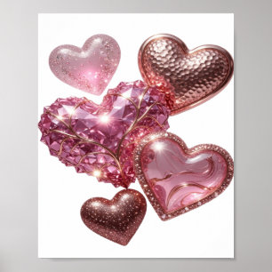 Edgy Silver HEARTS OF LOVE Poster