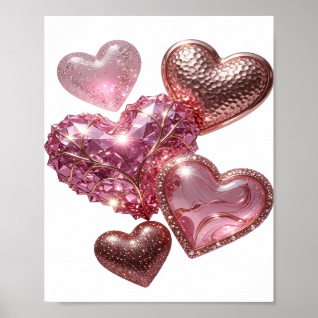 Edgy Silver HEARTS OF LOVE Poster (Front)